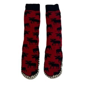 Lazy Slipper Socks Stockings Womens Red One Size Christmas Reindeer Feet Warmers